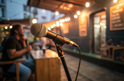 a-close-up-of-a-microphone-with-a-warm-spotlight– a-close-up-of-a-microphone-with-a-warm-spotlight--